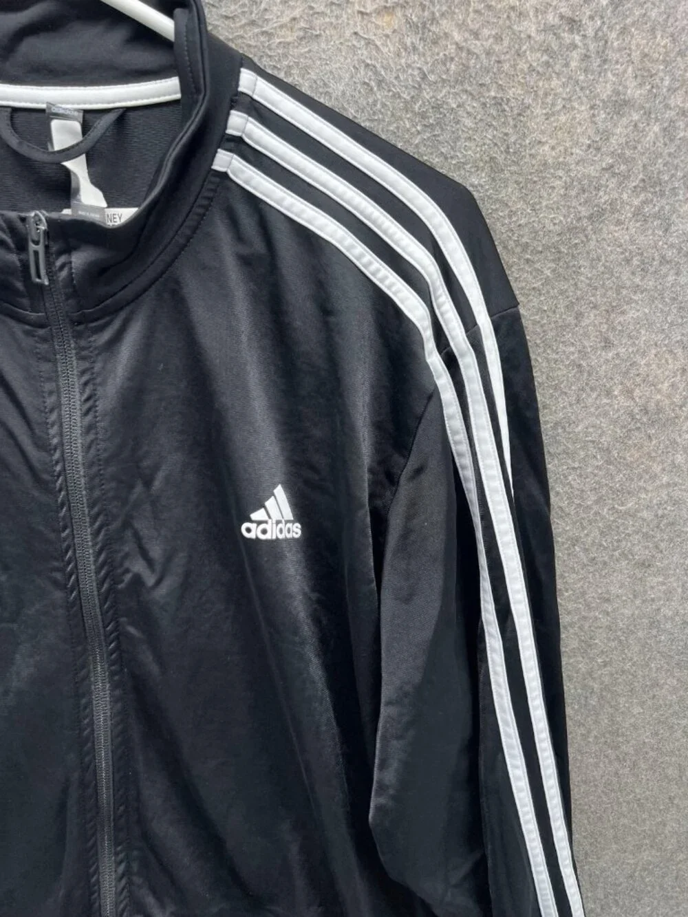 Adidas Track Jacket Mens XL Black Full Zip 3-Stripes James Maloney Gym Rugby